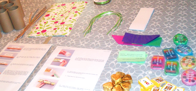 Holiday and Hearth Holiday & Hearth Lisa Anne Novelline craft blog May Day Holiday Cracker supplies laid out on table