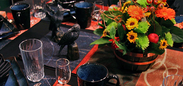 Other Side Of Late Harvest Table Centerpiece Holiday & Hearth Holiday and Hearth Lisa Novelline Lisa Anne Novelline author writer The Dance of Spring craft blog creative blog creativity decorator blog festival celebration summer seasons nature blog Samhain Autumn Harvest Season Season of the Witch October Halloween reflection crow raven