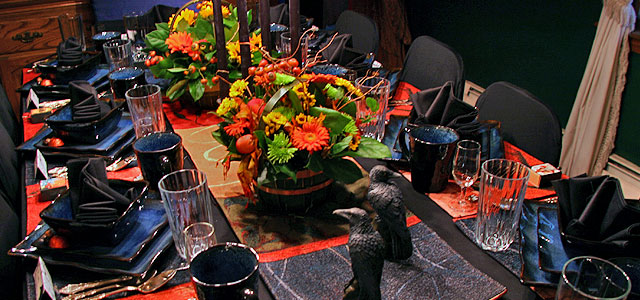 Late Harvest Table Setting Holiday & Hearth Holiday and Hearth Lisa Novelline Lisa Anne Novelline author writer The Dance of Spring craft blog creative blog creativity decorator blog festival celebration summer seasons nature blog Samhain Autumn Harvest Season Season of the Witch October Halloween reflection crow raven