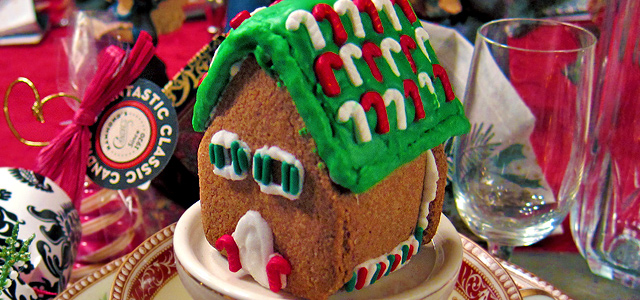Completed Gluten-free Mini Gingerbread House Decorated With Candy Canes Holiday & Hearth Holiday and Hearth Lisa Novelline Lisa Anne Novelline author writer The Dance of Spring craft blog creative blog creativity decorator blog festival celebration seasons nature blog Winter Christmas Yule yuletide Winter Solstice December yule mini gingerbread houses gingerbread house handcrafted gumdrops peppermint candy sprinkles toppings royal icing homemade template