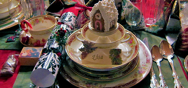 Yule Place Setting Holiday & Hearth Holiday and Hearth Lisa Novelline Lisa Anne Novelline author writer The Dance of Spring craft blog creative blog creativity decorator blog festival celebration seasons nature blog Winter Christmas Yule yuletide Winter Solstice December yule handcrafted homemade Yuletide Dining Table Décor napkins placemats table linens favors tablecloth dishware glassware centerpiece chair covers chair sashes personalized wine charms place cards hurdy gurdies